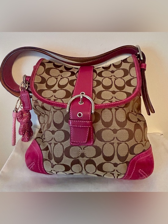 Coach Handbags - Coach Soho Buckle Shoulder Bag, with Pink Suede corners and trim.  Rare!